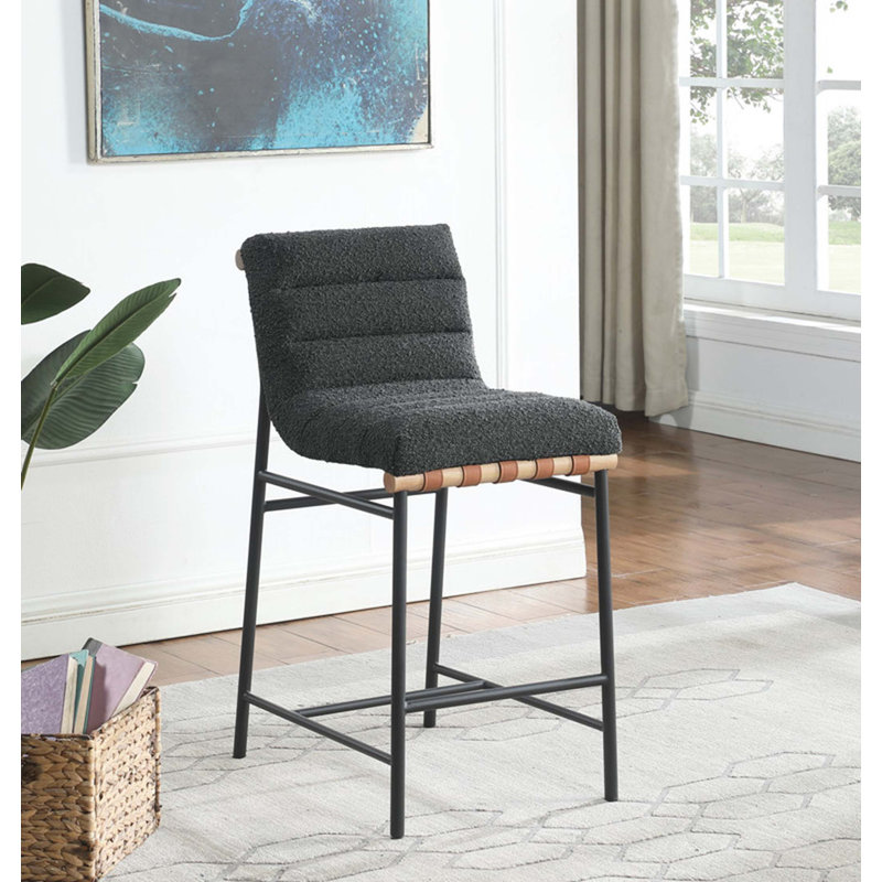 Chaise à hauteur de comptoir en tissu l 17,75 po Liana, Dark Grey