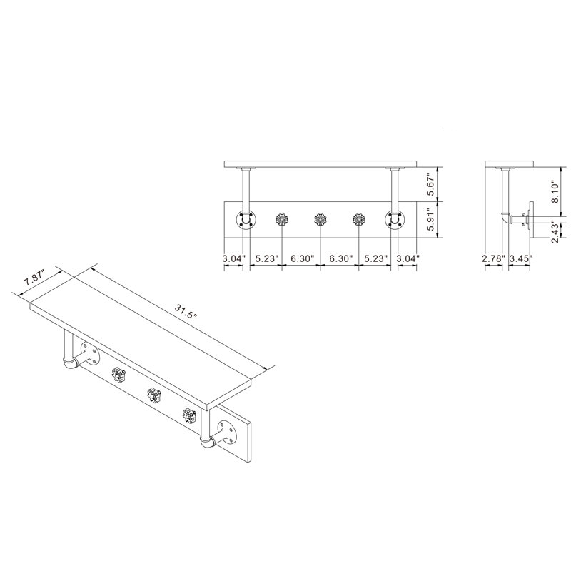 Shehan Accent Shelf with Hooks
