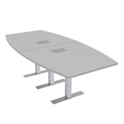Boat Shaped Conference Table with Metal T Base | Electrical Unit