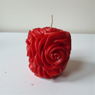  Rose Pillar Candle – Large- Red