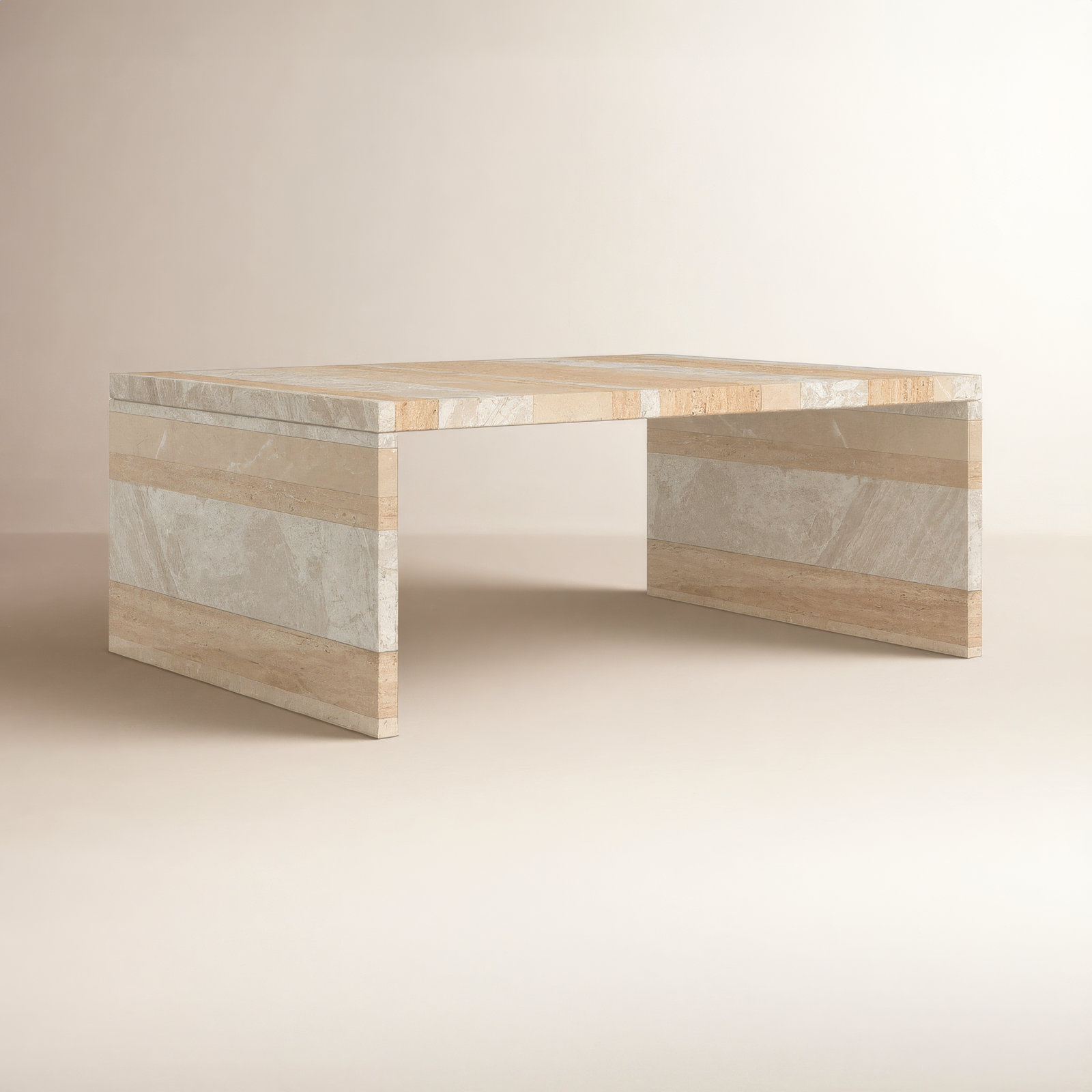 Kelly Marble Coffee Table, Beige/Cream/Tan
