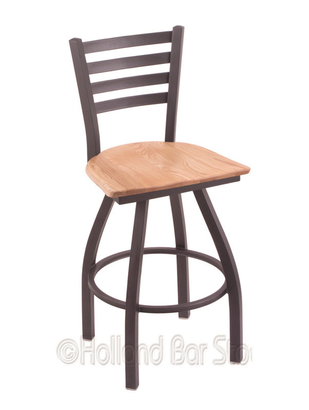 Tabouret de bar pivotant de 30" Evers, Étain, Chêne naturel, Très haut (assise de 36 po de hauteur)