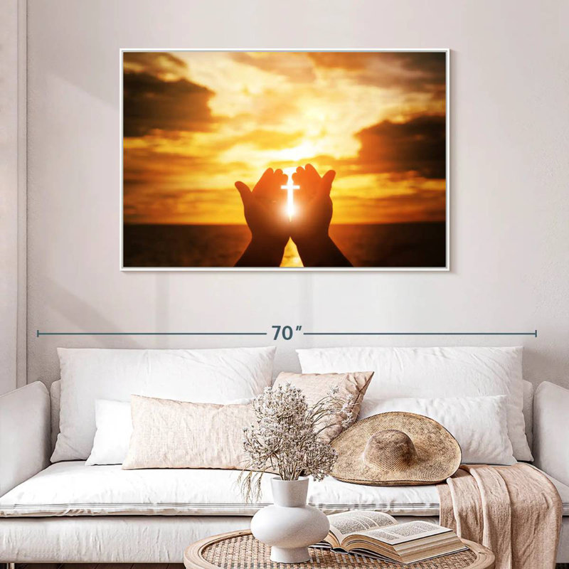 Religion, 46 po x 31 po, Cadre flottant blanc