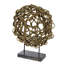 Sculpture décorative de table, rotin brun entrelacé, rond 20 pouces