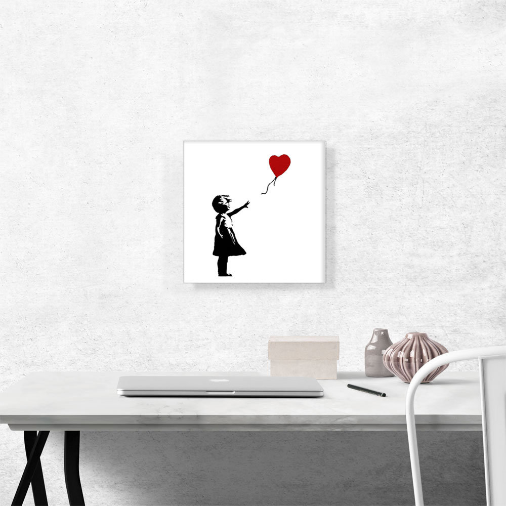 Girl with Balloon (White Background Square) by Banksy - Wrapped Canvas Graphic Art Print ARTCANVAS 