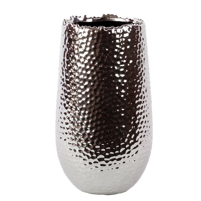 Vase de table de lèvre inégale Oakern, Argent, H 12,02 po x l 6,69 po x P 6,69 po