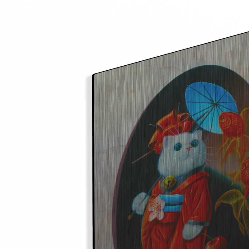 «Red Barrel Studio®« Maneki-Neko N2 »par Valery Vecu Quitard, art mural en métal, H 24 po x l 16 po