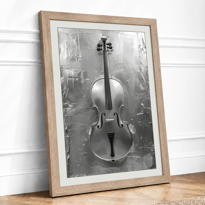 Violin on Stone Industrial - Framed Print, Oak, A4 - 29.7 x 21.0 cm