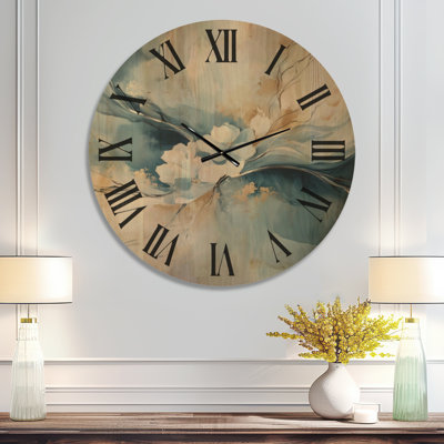 Horloge murale moderne en bois Indigo Petal Bloom