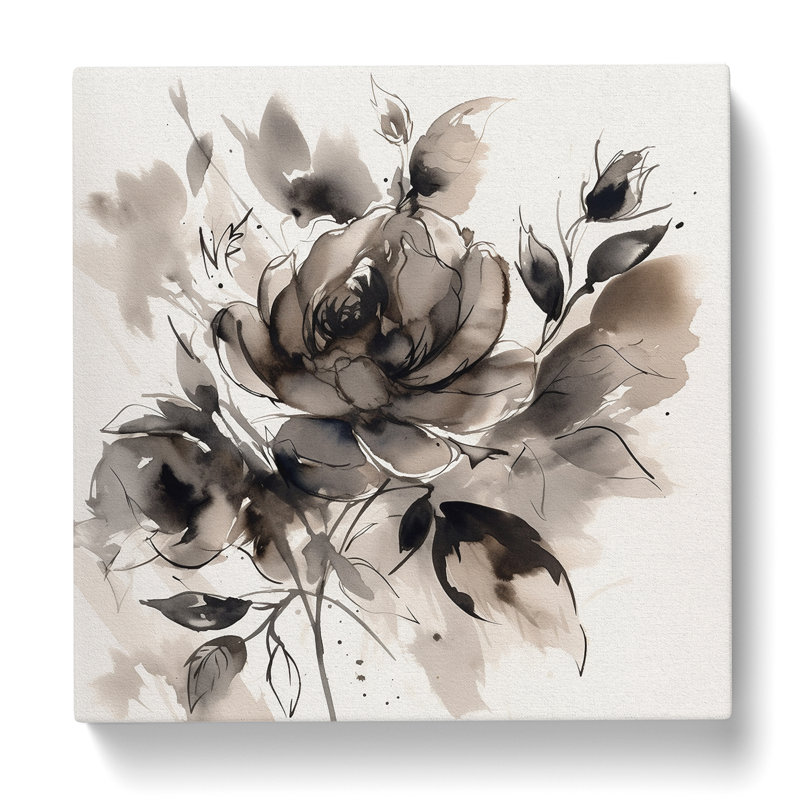 Floral Ink Wash No.3 - Wrapped Canvas, 50cm H x 50cm W x 3cm D