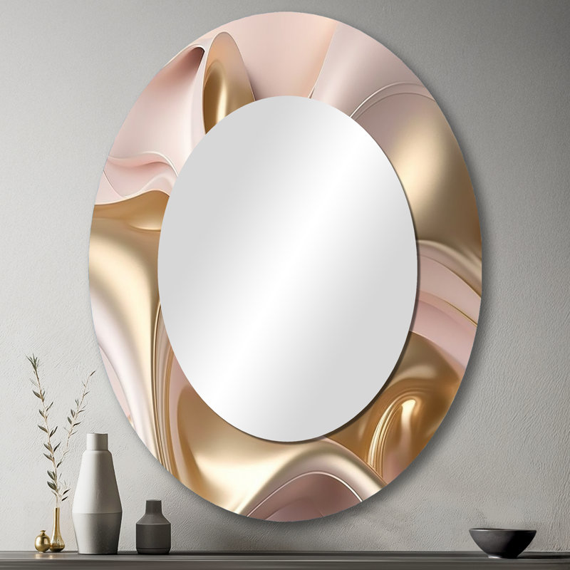 Subtil sophistication en rose exquis et or VI - miroir à encre liquide, miroir mural décoratif moderne, impression d'art en métal