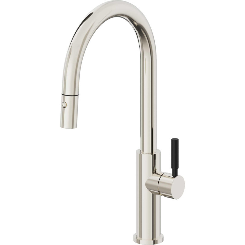 Corsano Contemporary Pull Down Kitchen Faucet with Button Sprayer High Arc Spout and BST Series Handle, Polished Nickel