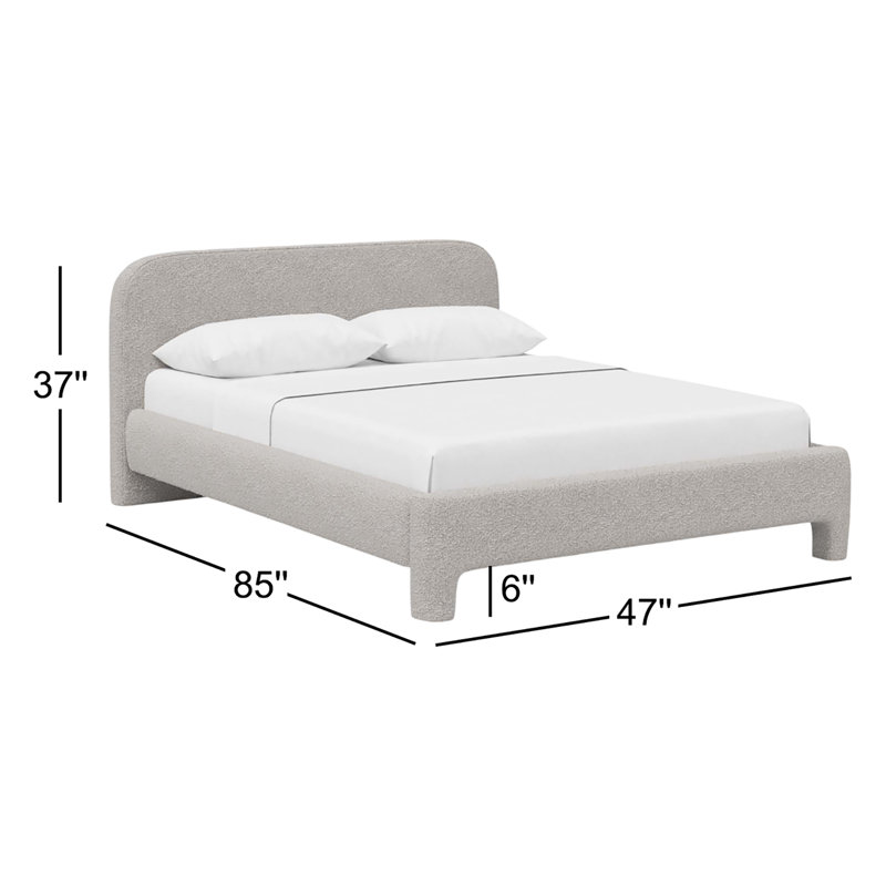 Emmie Platform Bed In Solaz Denim, Twin, Classic Elephant Boucle