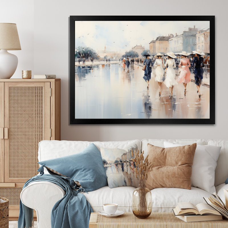 Fashion Impressionist Elegance III - Art mural mode, Cadre photo noir, H 34 po x l 44 po x P 1,5 po