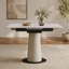 Table de salle à manger rétractable à dalle de roche pliante, table carrée extensible moderne avec base en acier inoxydable revêtue de cuir, table de cuisine à double usage pour les petits appartements