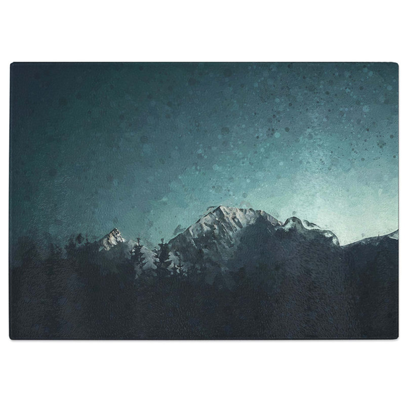 Tempered Glass Snow Capped Mountain Chopping Board, 39 cm W x 28.5 cm L