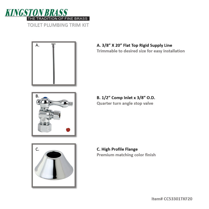 Ensemble de garniture de toilette Kingston, Chrome
