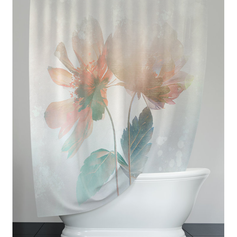 Soft Colours Floral Print Shower Curtain, 72" H x 70" W