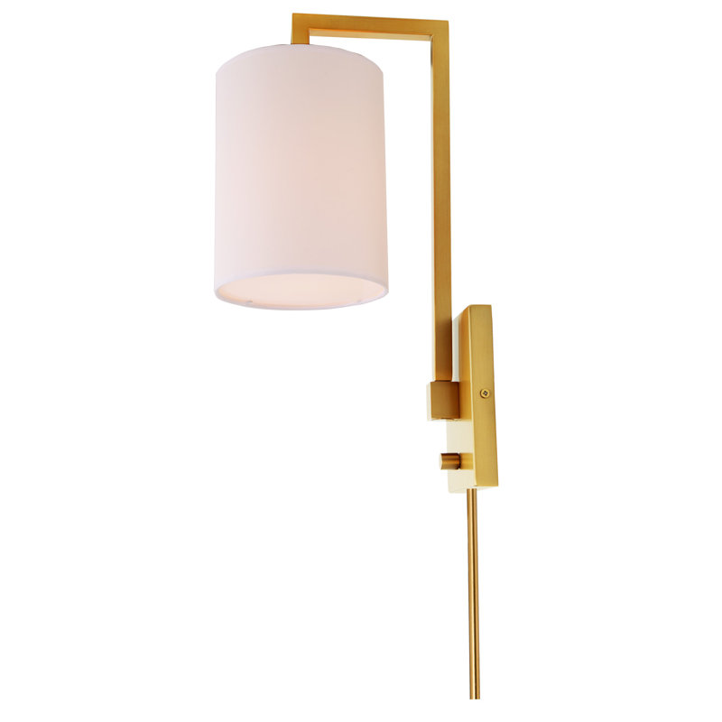Kelaysia Plug-in Swing Arm Sconce, Satin Brass