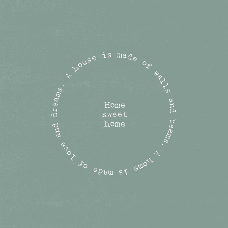 Cercle maison douce maison fond gris, H 36 po x l 36 po