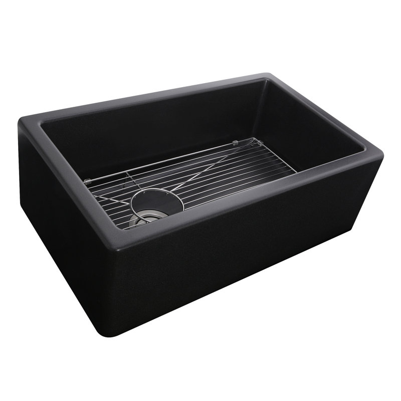 Reinart 30'' L Single Basin Kitchen Sink, Black