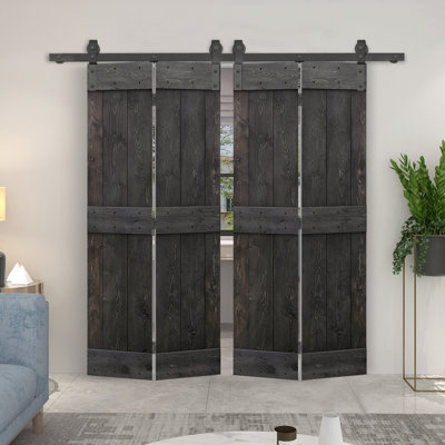 84'' Solid Wood Barn Doors Painted without Installation Hardware Kit Bi-Fold Door