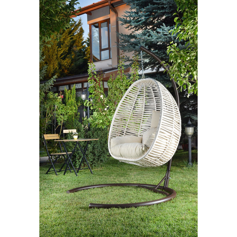 Balancelle simple suspendue Courtlandt, crème, 43,3 x 77,2 x 43,3 pouces | Structure 100% métal, assemblée | Chaise de jardin élégante pour la détente, design durable et élégant pour les espaces extérieurs