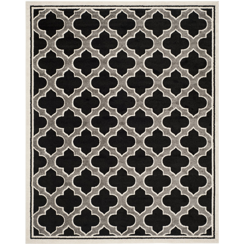 Ammundsen Geometric Anthracite/Ivory Area Rug, Rectangle 8' x 10'