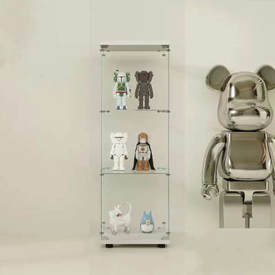 Armoire en verre blanche à 3 tablettes avec une porte - Présentoir de rangement moderne et unité chic pour votre