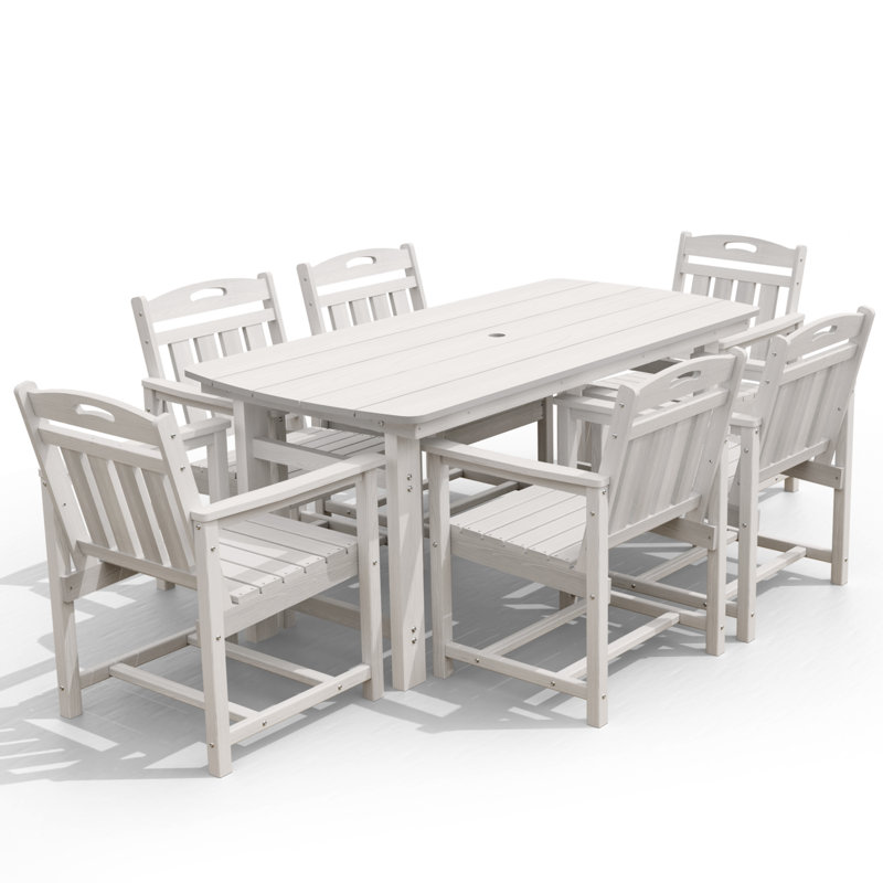 Ensemble de salle à manger 7 pièces pour 7 personnes, Blanc