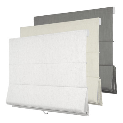 Blackout Roman Shades for Indoor Windows, Linen White,43"W X 48"H，Cordless Roman Blinds for Windows, Thermal Insulated Window Shades for Door, Bedroom, Office, Easy to Install