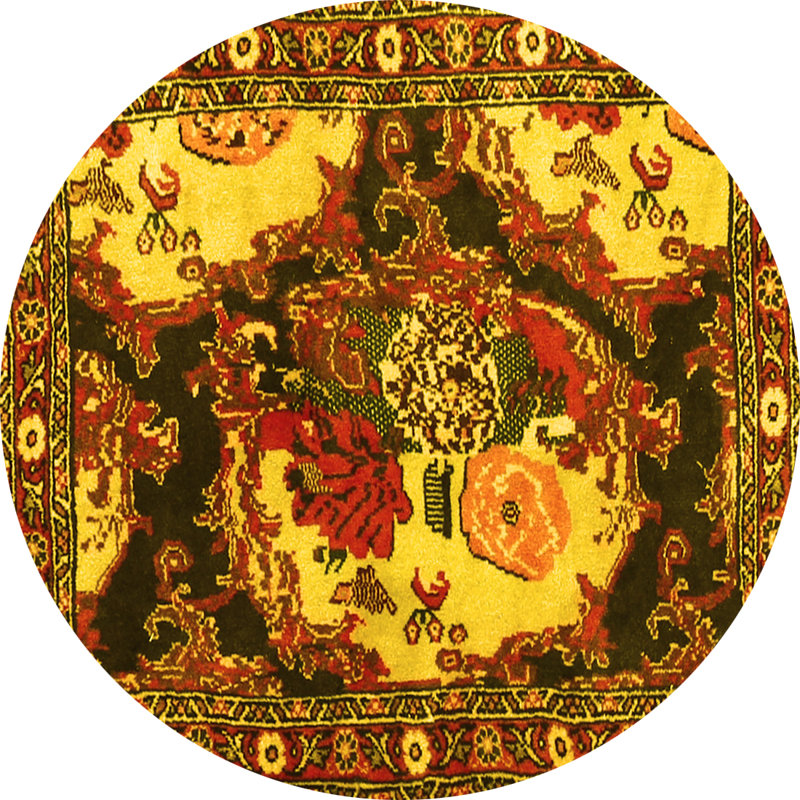 Washable Abstract Indoor Rug, Round 6'