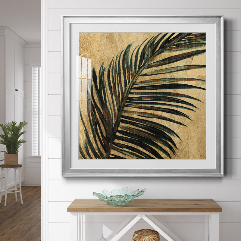Lush Palm I - peinture encadrée, H 26,5 po x l 26,5 po x P 1,5 po, Encadrement argenté