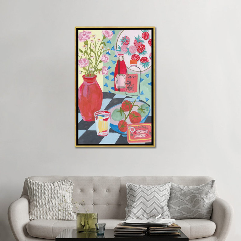 Saucy Secrets II - Wall Art Print - Framed Canvas, 48" H x 32" W, Floater Framed Canvas without Mat, Gold