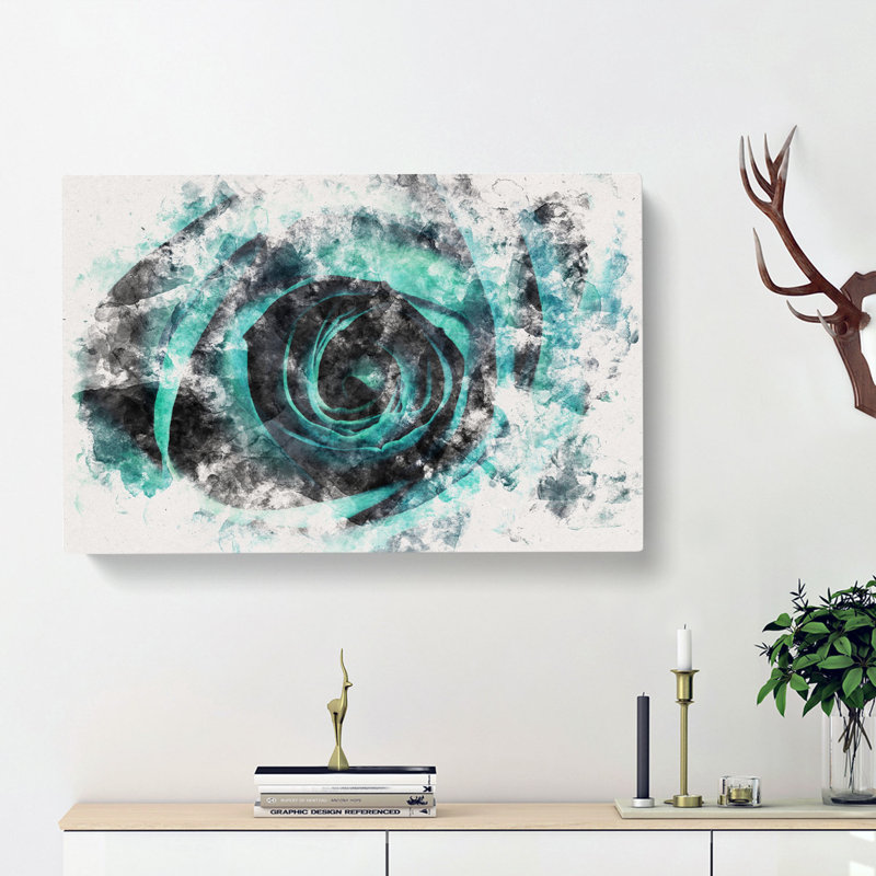 A Teal Rose - Wrapped Canvas Painting, 60cm H x 91cm W x 3cm D