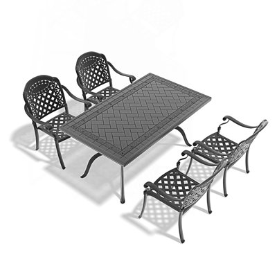 Elegant Design 5-Piece Cast Aluminum Patio Furniture Set With Cushions