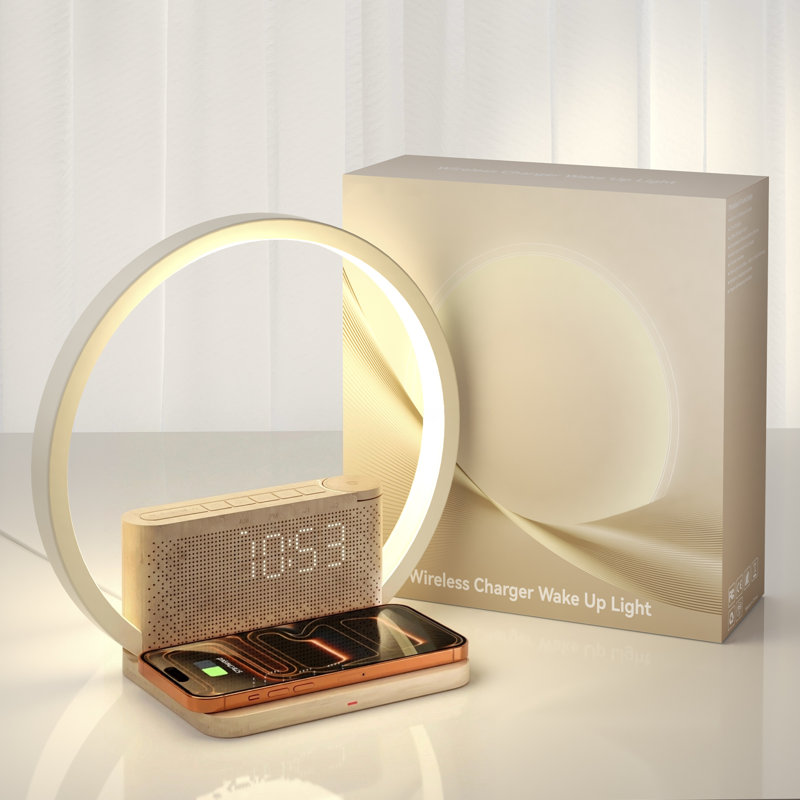Sunrise Alarm Clock – Wireless Charging, White Noise, Touch Lamp & Dual Alarms for Heavy Sleepers,Tabletop Clocks