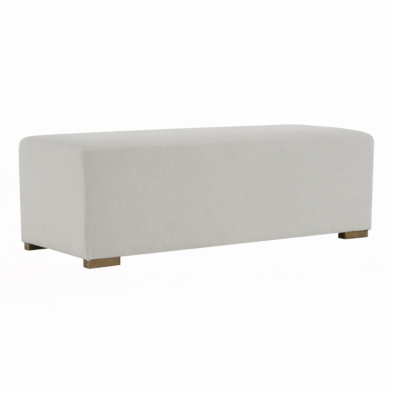 Fabric Bench with Wood Legs, for Living Room and Bedroom, White