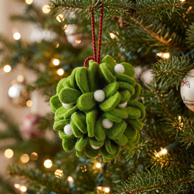 Handmade Felt Mistletoe Ball Christmas Ornament