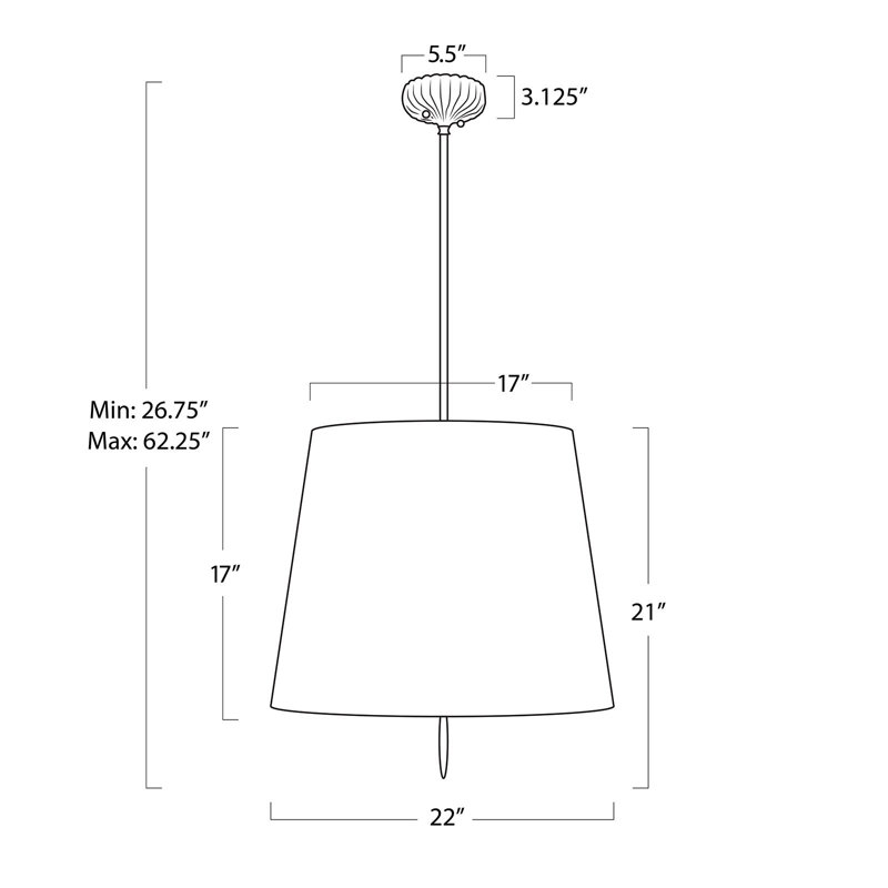 Clove Pendant Large (Black Shade), 21" H x 24" W x 24" D, 3 Lights