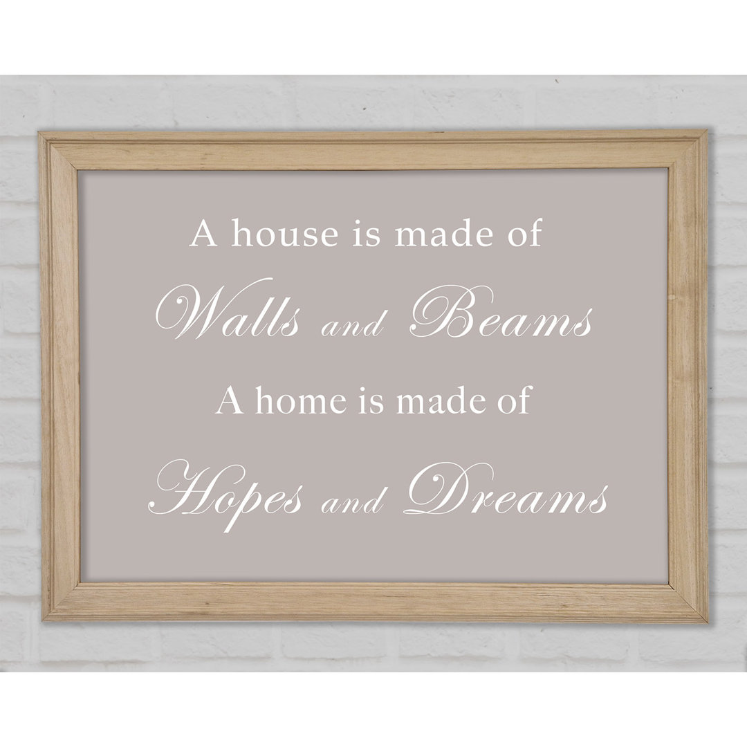 Gerahmtes Poster Home Quote Walls N Beams Hopes N Dreams in Beige