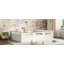 Lit plateforme double pleine grandeur avec garde-corps pleine longueur, base de lit double à profil bas, sans sommier tapissier, blanc-129230836-129230838