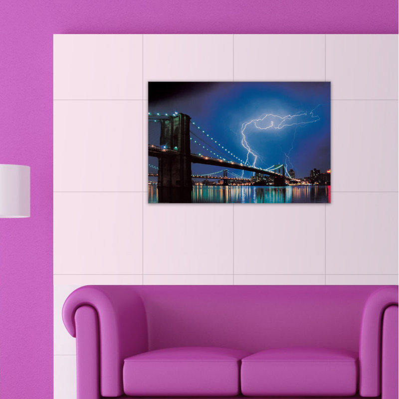 Brooklyn Bridge (Lightning) by Brooklyn - Single Picture Frame Print on MDF
