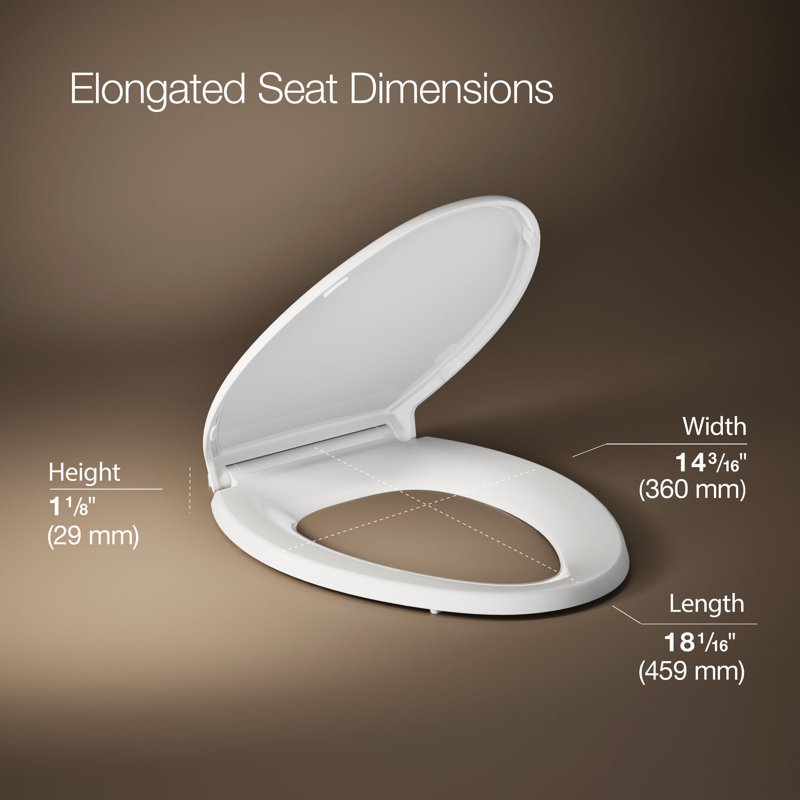 Glenbury Elongated Toilet Seat, White, Ready Latch