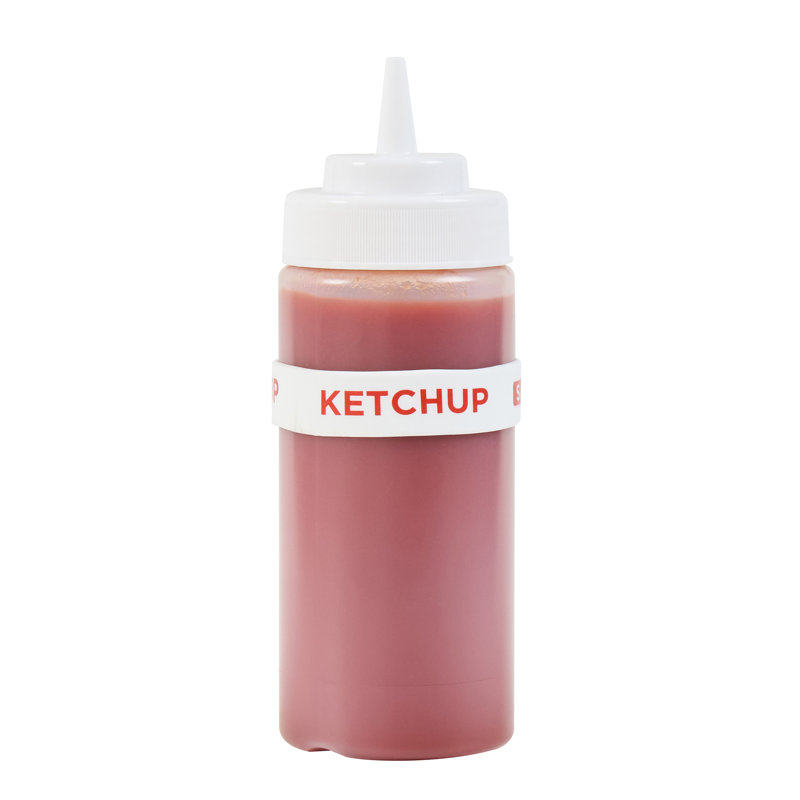  Bande d'identification en silicone pour bouteille à presser en silicone de 10 unités de 2,75 pouces allant au lave-vaisselle, bande blanche anti-dérapante Ketchup