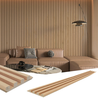4 PCS 103.94''x5.7'' Slat Solid Wood Wall Paneling for Interior and Ceiling Decoration,16.45 sq.ft.