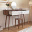 Table d'entrée avec 2 tiroirs à panneaux sculptés, console avec espace de rangement et pieds en bois