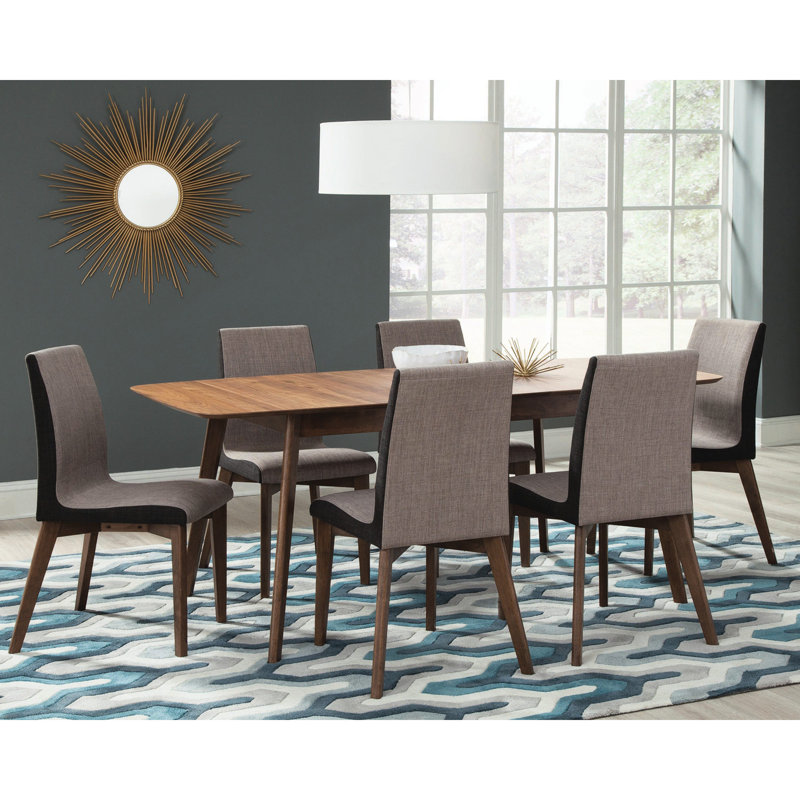 2 chaises de salle à manger rembourrées en tissu gris, structure en noyer, style Mid-Century moderne pour rehausser la pièce de 2 chaises avec siège, finition, pour l'installation