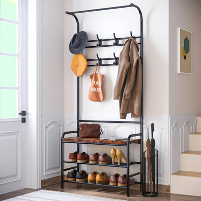 Hall Tree 11.8'' Wide with Bench and Shoe Storage