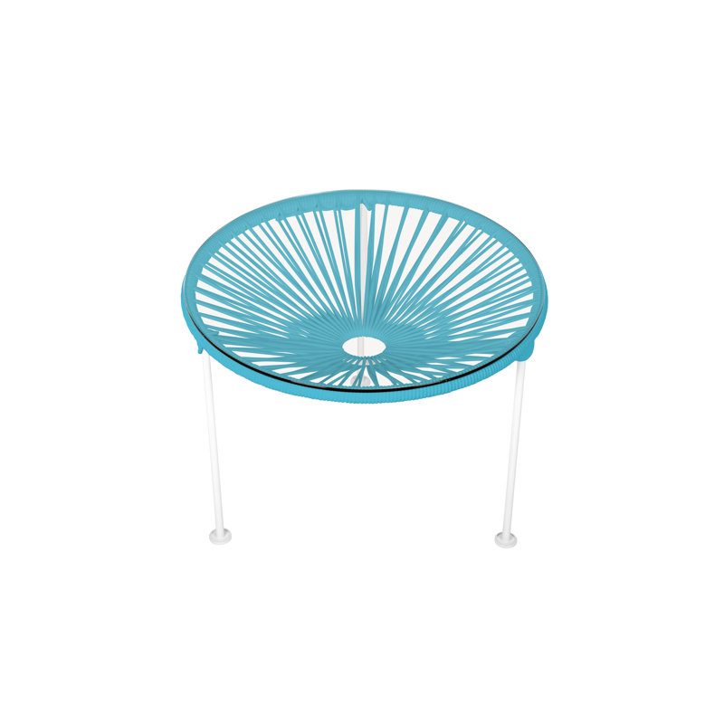 Zicatela Indoor Handmade Coffee Table, Blue, White